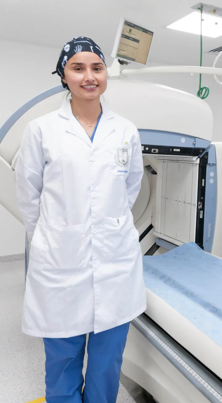 Profesionales de salud en diagnóstico por angiografía en la Clínica Reina Sofía.